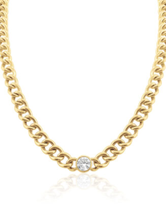 Diamond Bezel Cuban Link Necklace