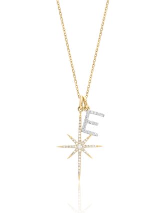 Pav?? Diamond Starburst and Initial Necklace