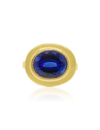 Bezel Set Lab-Grown Sapphire Ring