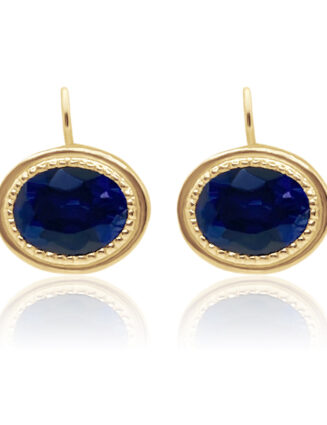 Bezel Set Lab Grown Sapphire Earrings