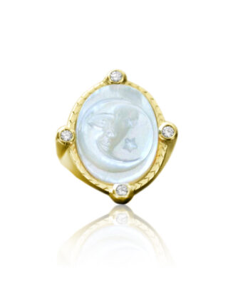 Diamond Four-Point Mother of Pearl Ring