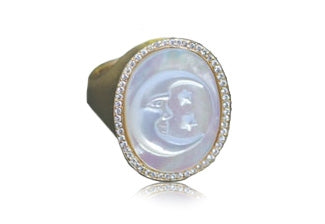 Pave Diamond Mother of Pearl Ring